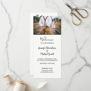Modern rustic elegant photo wedding program programme
