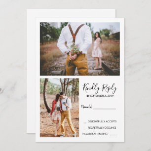 Modern rustic elegant photo wedding RSVP Invitation
