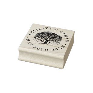 Modern Rustic Elegant Willow Tree Monogram Crest Rubber Stamp