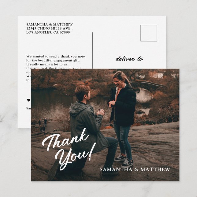 Modern Rustic Engagement Party Thank You Postcard (Front/Back)