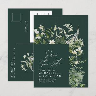 Modern rustic eucalyptus botanical elegant green a announcement postcard