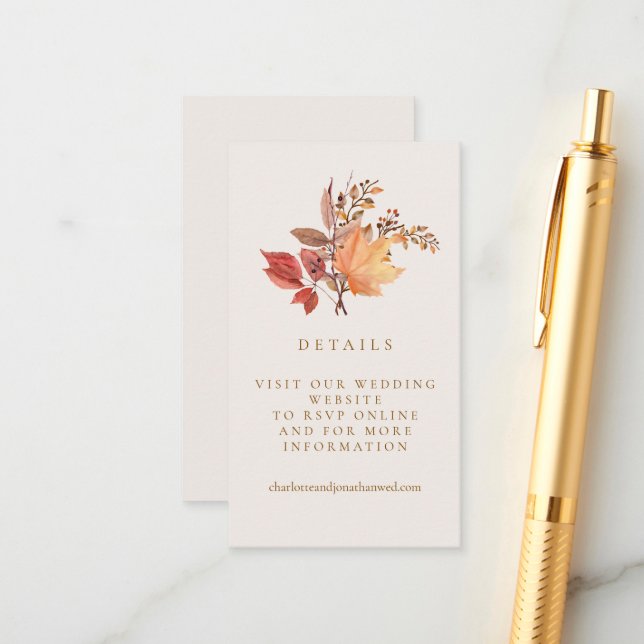 Modern Rustic Fall Boho Flower Wedding Enclosure Card (Front/Back In Situ)