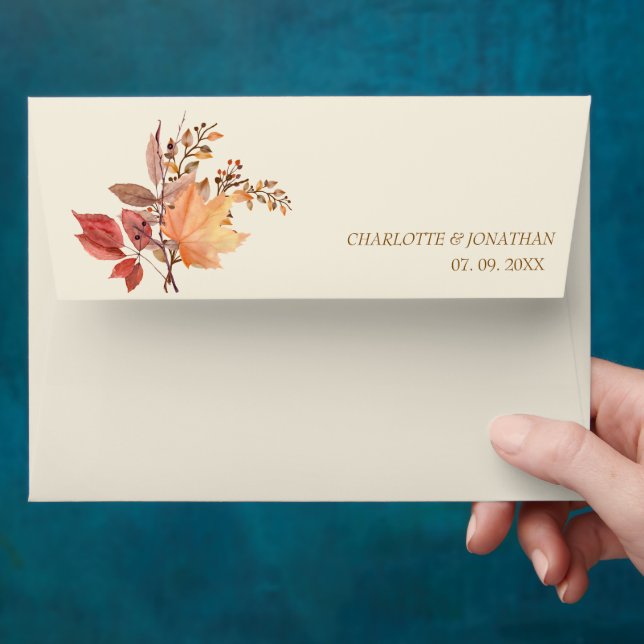 Modern Rustic Fall Boho Flower Wedding Envelope (Hand)