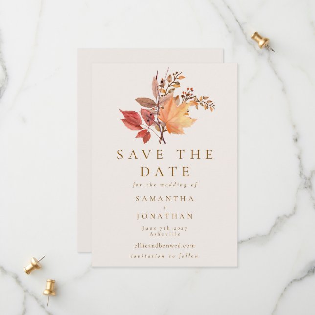 Modern Rustic Fall Boho Flower Wedding Save The Date (Front/Back In Situ)