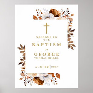 Modern Rustic Fall Floral Baptism Welcome Sign