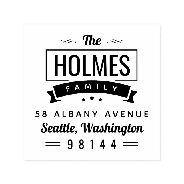 Modern Rustic Family Badge Return Address Stamp (Design)