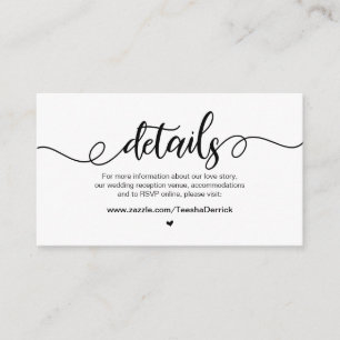 Modern Rustic Farm, Black Font, Wedding Details Enclosure Card