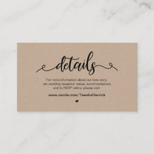 Modern Rustic Farm, Black, Kraft, Wedding Details Enclosure Card