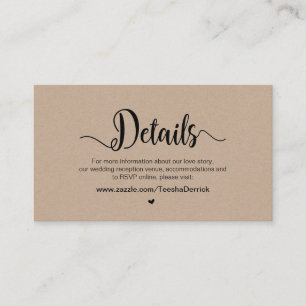Modern Rustic Farm Kraft, Wedding Details Enclosure Card