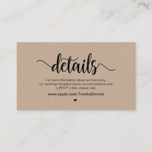 Modern Rustic Farm Kraft, Wedding Details Enclosure Card