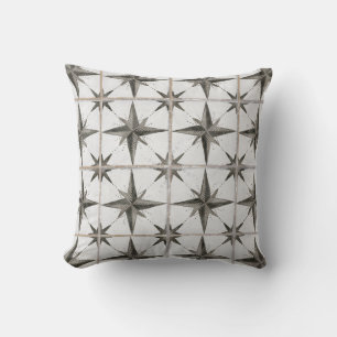 Modern Rustic Farmhouse Moravian Black White Star Cushion