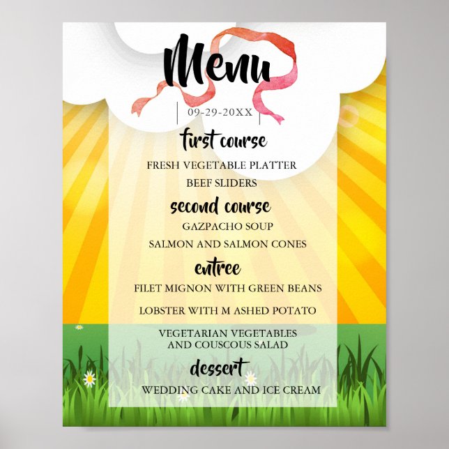 Modern Rustic Festival  Wedfest Wedding Menu Poster (Front)