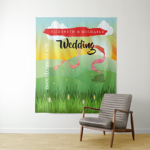 Modern Rustic Festival Wedfest Wedding Photo Prop Tapestry