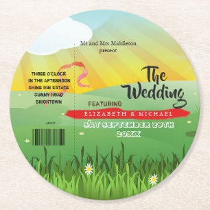 Modern Rustic Festival  Wedfest Wedding  Round Paper Coaster
