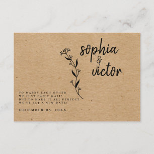 Modern Rustic Floral Change The Date Announcement