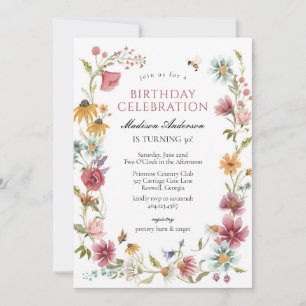 Modern Rustic Floral Girl Birthday Invitation