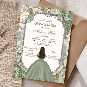 Modern Rustic Floral Quinceanera Invitation