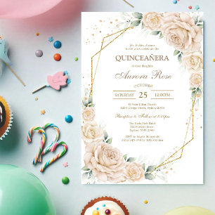 Modern Rustic Floral Quinceanera Invitation
