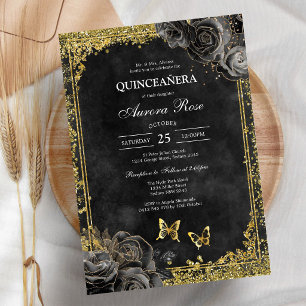 Modern Rustic Floral Quinceanera Invitation