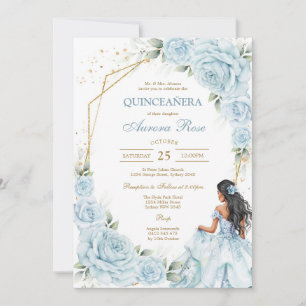 Modern Rustic Floral Quinceanera Invitation