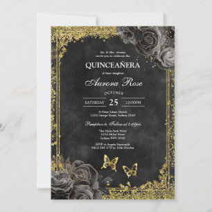 Modern Rustic Floral Quinceanera Invitation