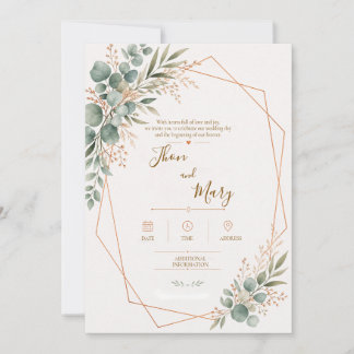 Modern Rustic Floral Wedding Invitation