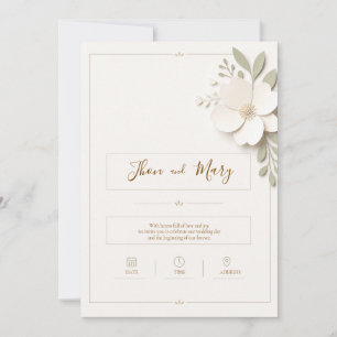 Modern Rustic Floral Wedding Invitation