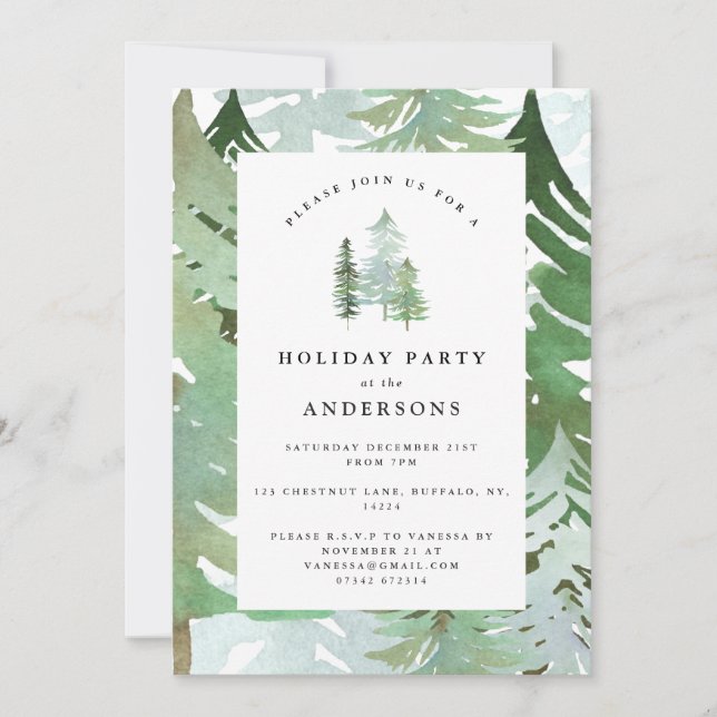 Modern rustic forest Holiday Party invitation. Invitation (Front)