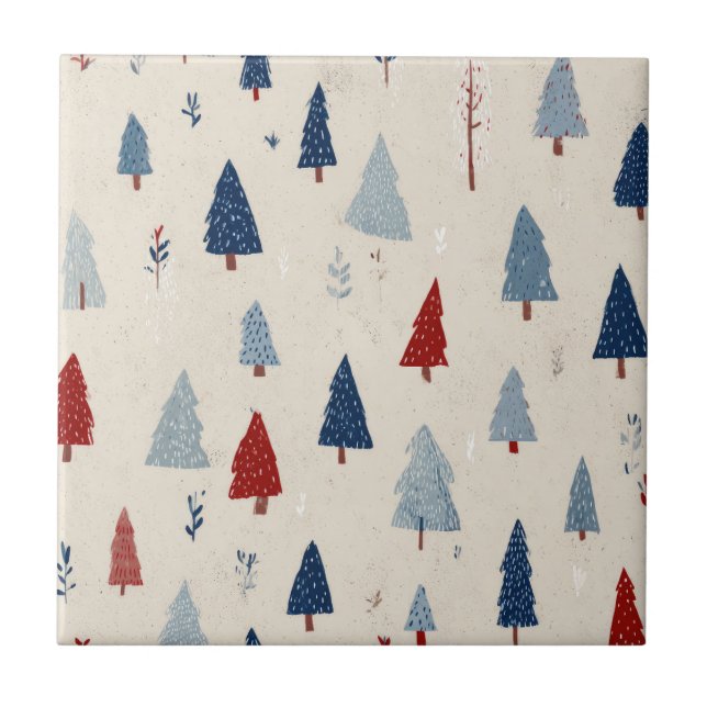 Modern Rustic Forest Tree Pattern Tile (Front)