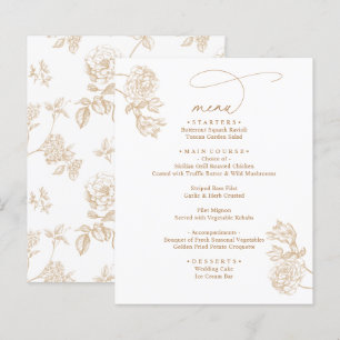 Modern Rustic Gold Floral Wedding Menus