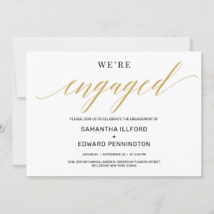 Modern rustic gold typography font engagement invitation