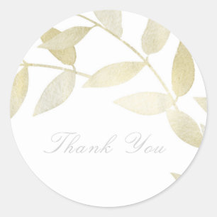Modern Rustic Golden Gold Leaves Botanical Wedding Classic Round Sticker