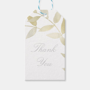 Modern Rustic Golden Gold Leaves Botanical Wedding Gift Tags