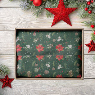 Modern Rustic Green Botanical Floral Christmas Tissue Paper