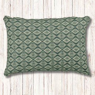 Modern Rustic Green Geometric Pattern Decorative Cushion