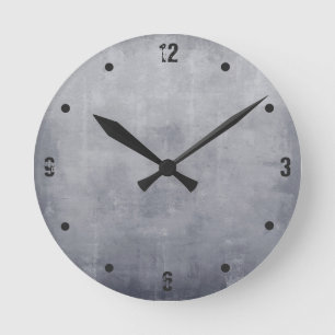 Modern rustic Grey abstract Round Clock