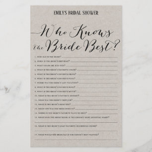 Modern Rustic Grey Bridal Shower Game PRINTED