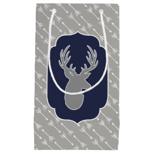 Modern Rustic Grey Deer & White Arrows Small Gift Bag