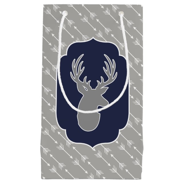 Modern Rustic Grey Deer & White Arrows Small Gift Bag (Front)
