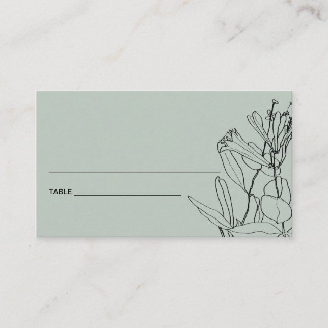 MODERN RUSTIC GREY LINE DRAWING FLORAL PLACE CARDS (Front)