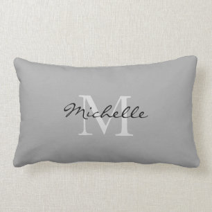 Modern rustic Grey personal monogram name Lumbar Cushion