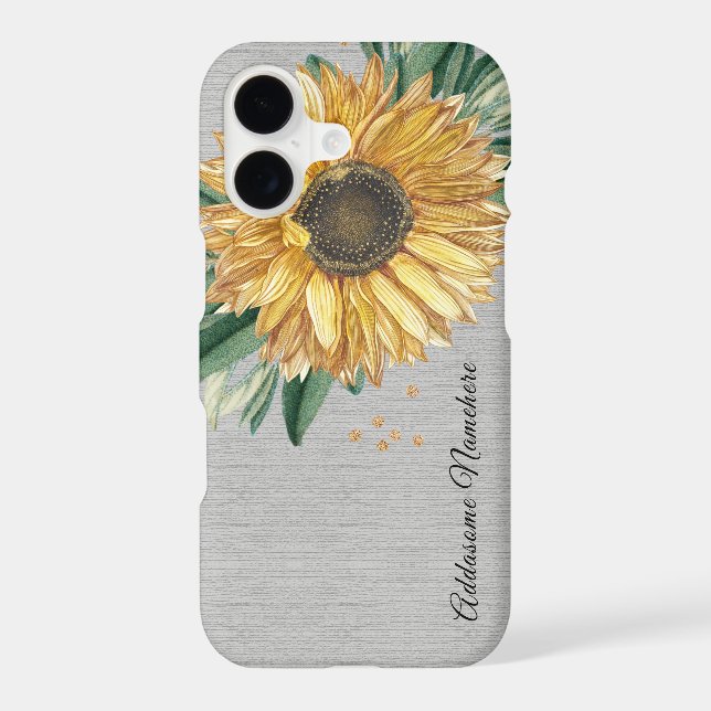 Modern Rustic Grey Sunflower  iPhone Case (Back)