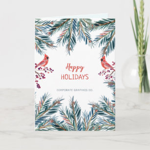 Modern rustic Happy Holidays corporate LOGO Card