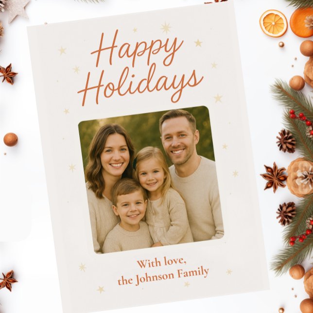 Modern Rustic Happy Holidays Photo Card (Creator Uploaded)