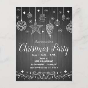 Modern Rustic Holiday Christmas Party Invitation Postcard