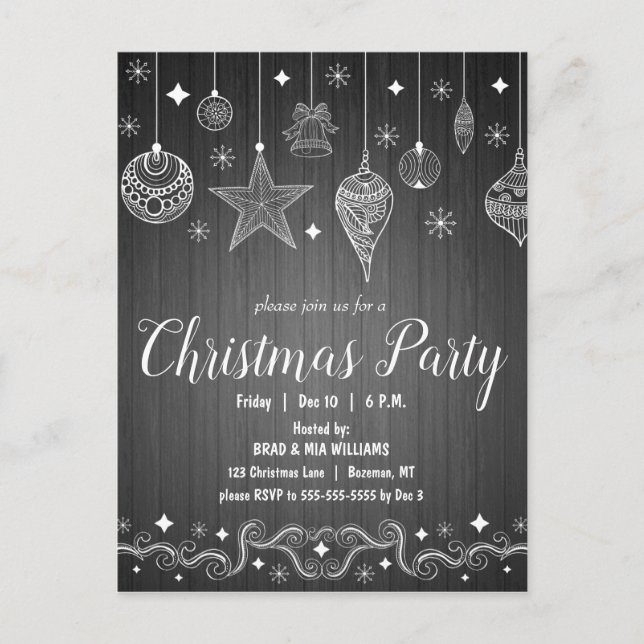 Modern Rustic Holiday Christmas Party Invitation Postcard (Front)