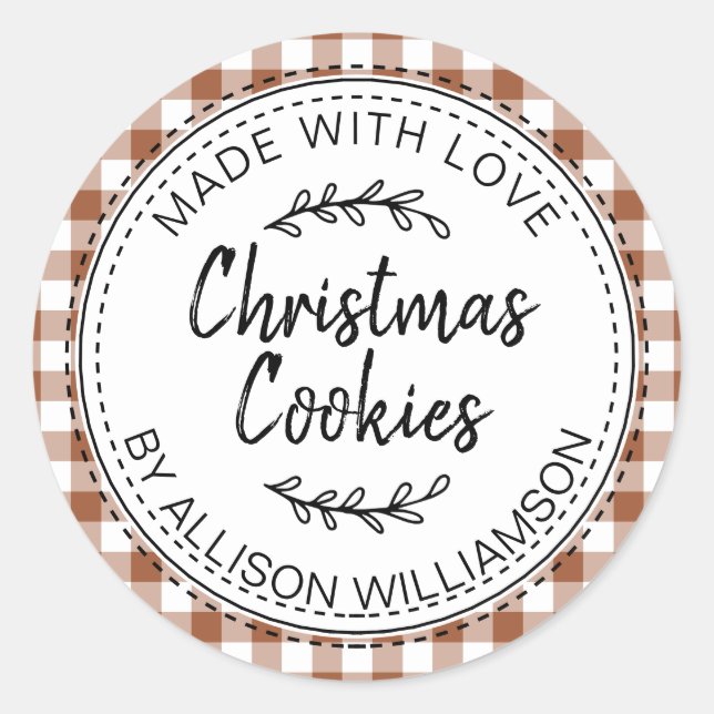 Modern Rustic Homemade Christmas Cookie TerraCotta Classic Round Sticker (Front)