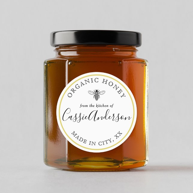 Modern Rustic Homemade Honey Personalised Classic Round Sticker (Creator Uploaded)
