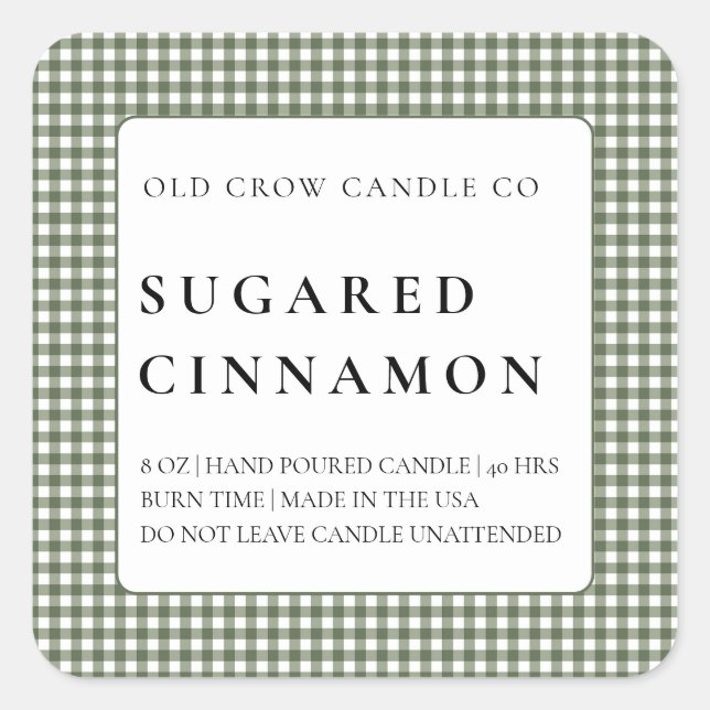 Modern Rustic Homespun Minimalist Candle  Square Sticker (Front)