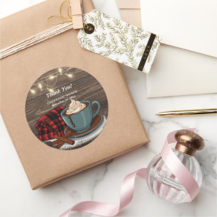 Modern Rustic Hot Cocoa Cosy Baby Shower Classic Round Sticker